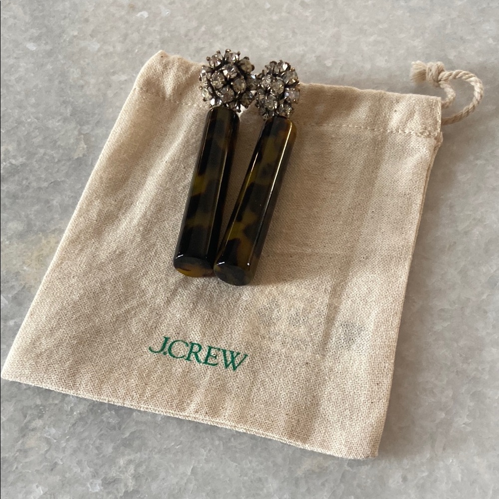 J.Crew Tortoise and Crystal Drop Earrings